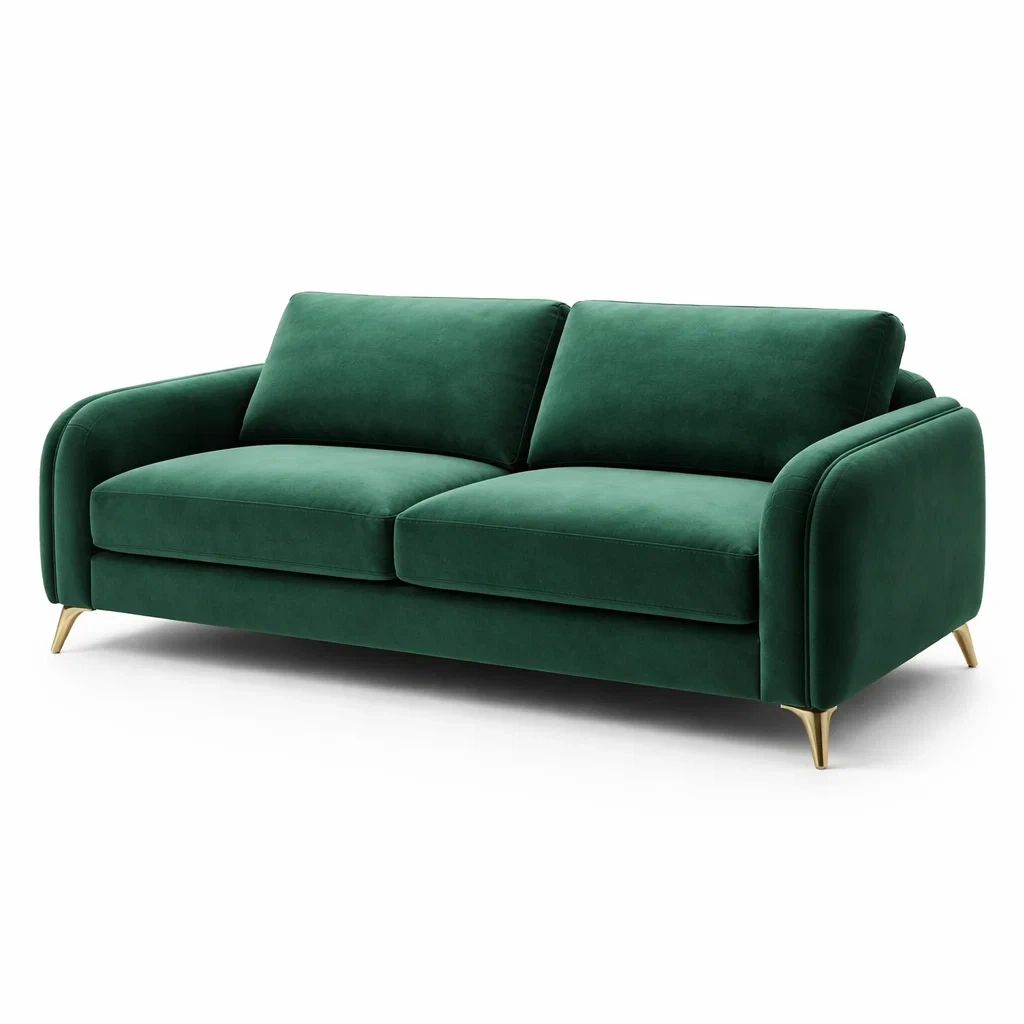 Sofa Samt Grün mit Metallbeinen Dreisitzer