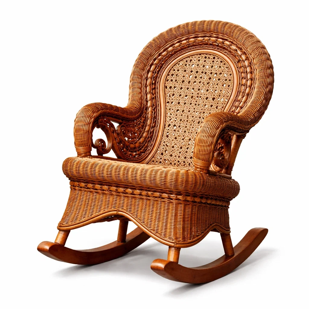 Schaukelstuhl Rattan Braun 90 x 60 x 100 cm