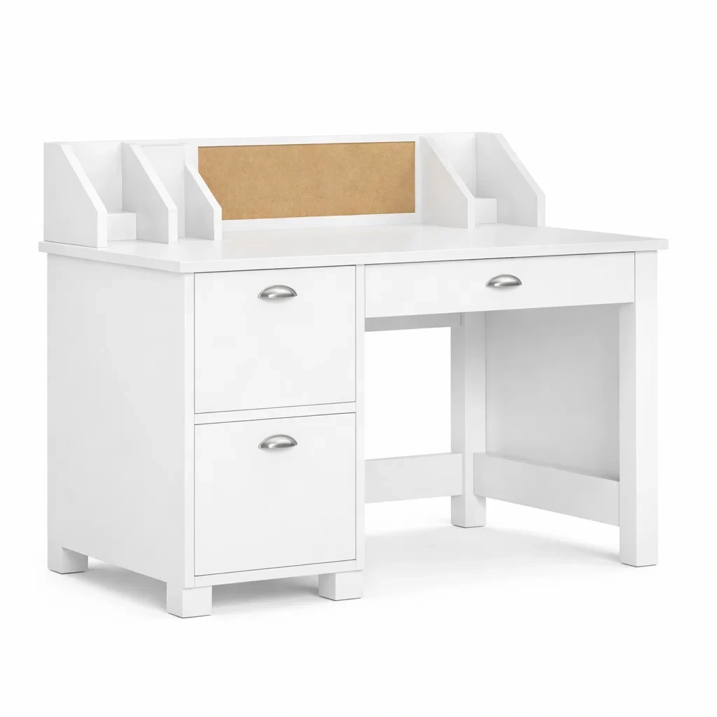 Schreibtisch MDF Weiß mit Regalen