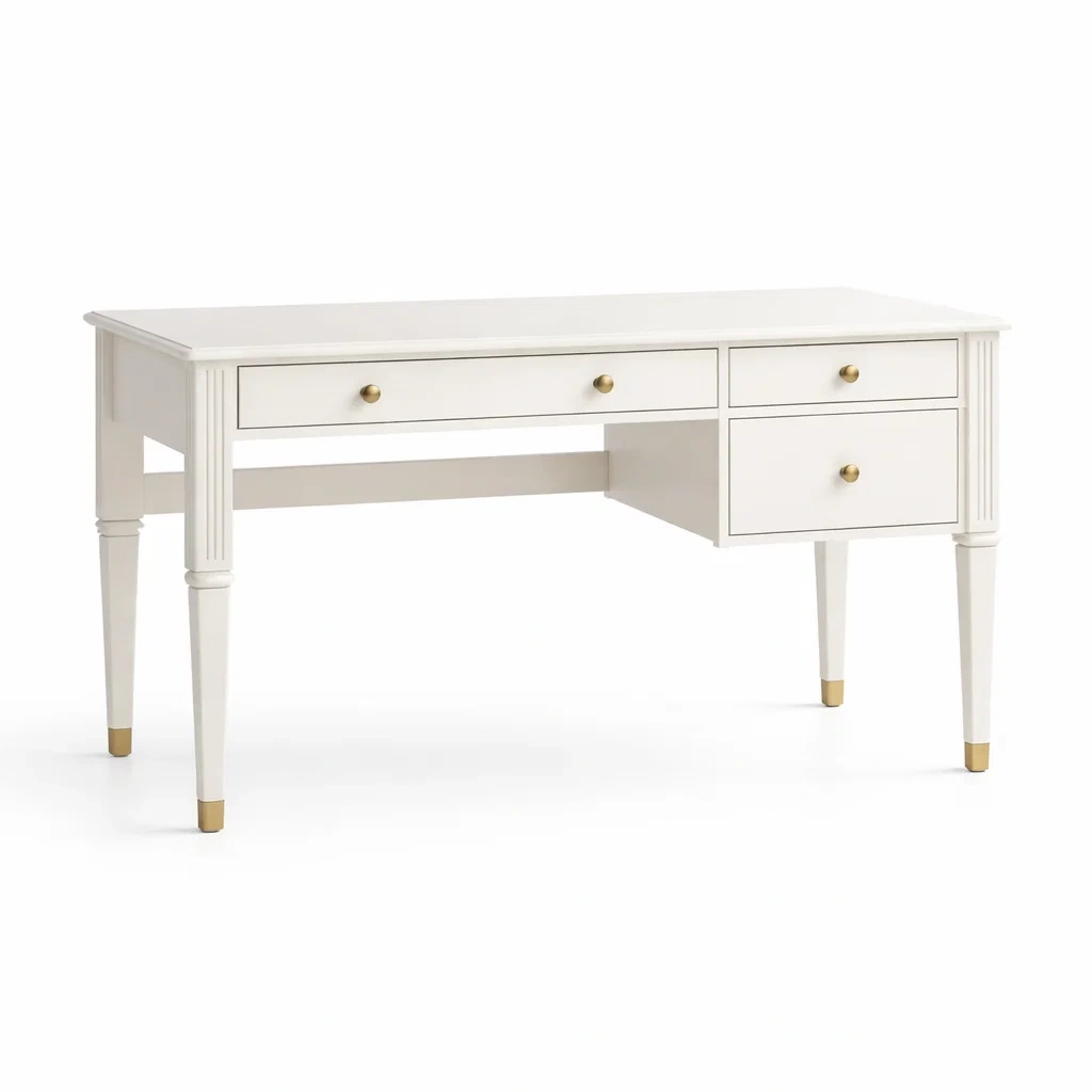 Schreibtisch MDF Weiß mit Schubladen