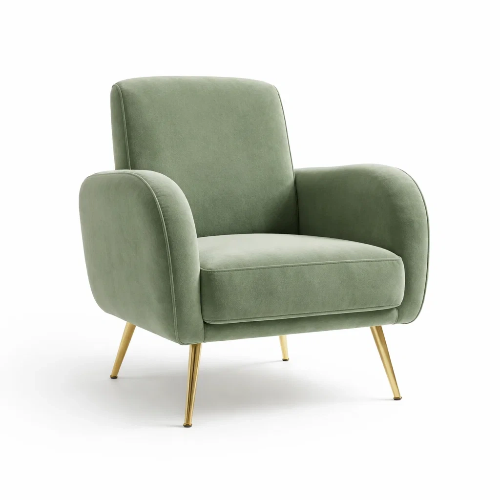 Sessel Samt Grün mit Metallbeinen