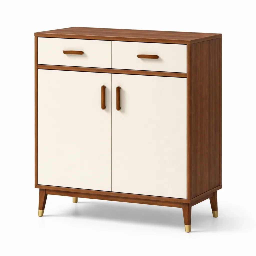 Sideboard Holz Weiß Eiche mit Schubladen und Türen