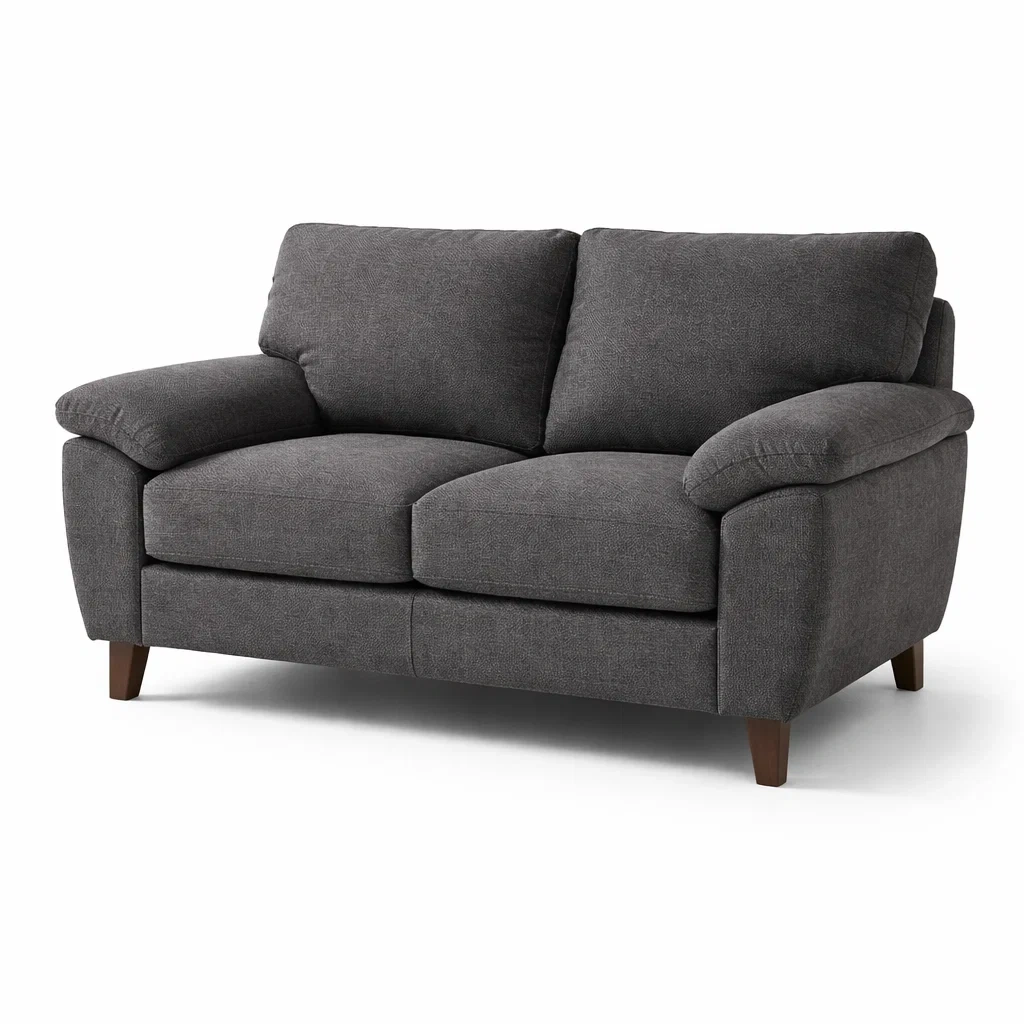 Sofa Stoff Dunkelgrau Zweisitzer