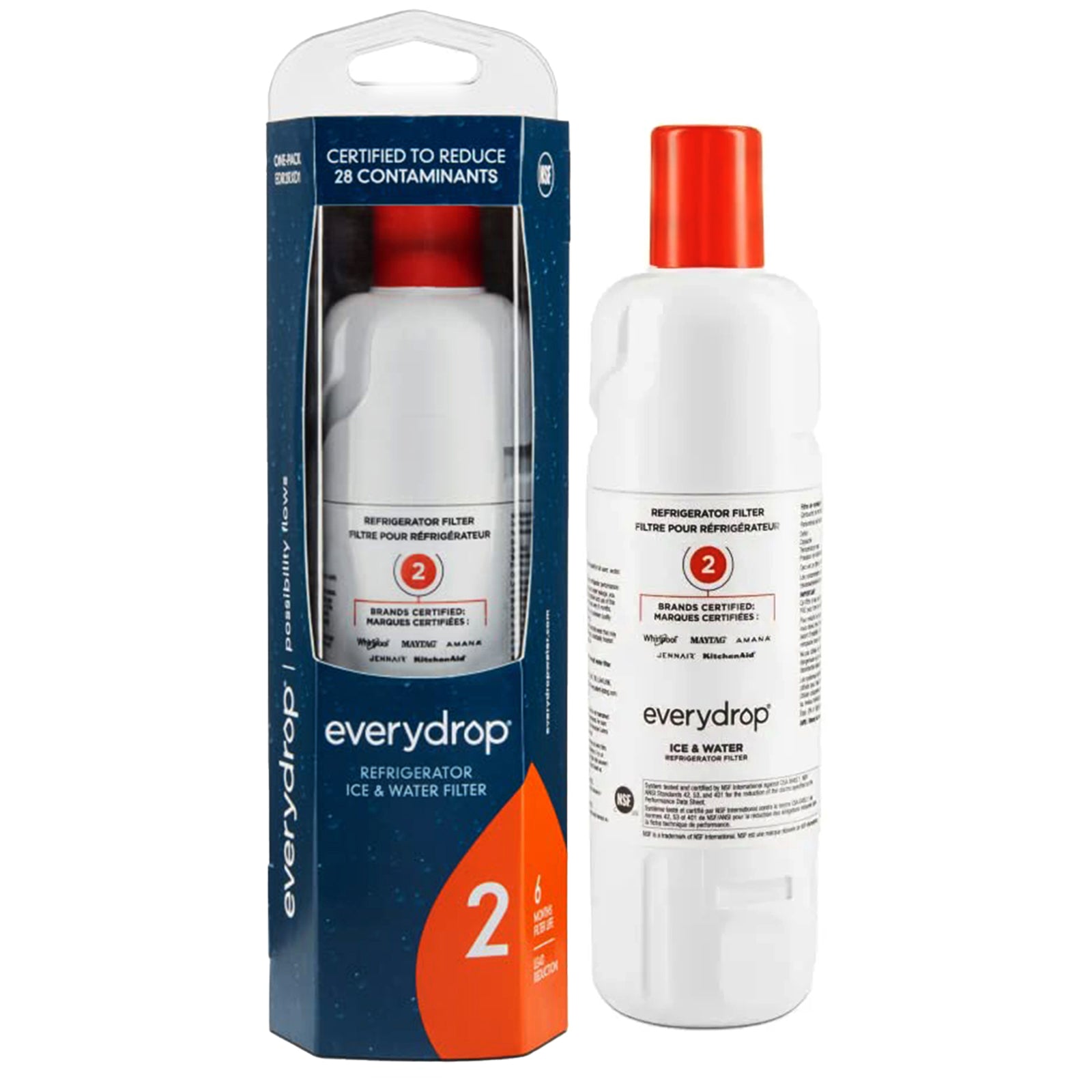 EveryDrop by Whirlpool EDR2RXD1 Filter 2, Refrigerator Water Filter, WHR2RXD1, W10413645A