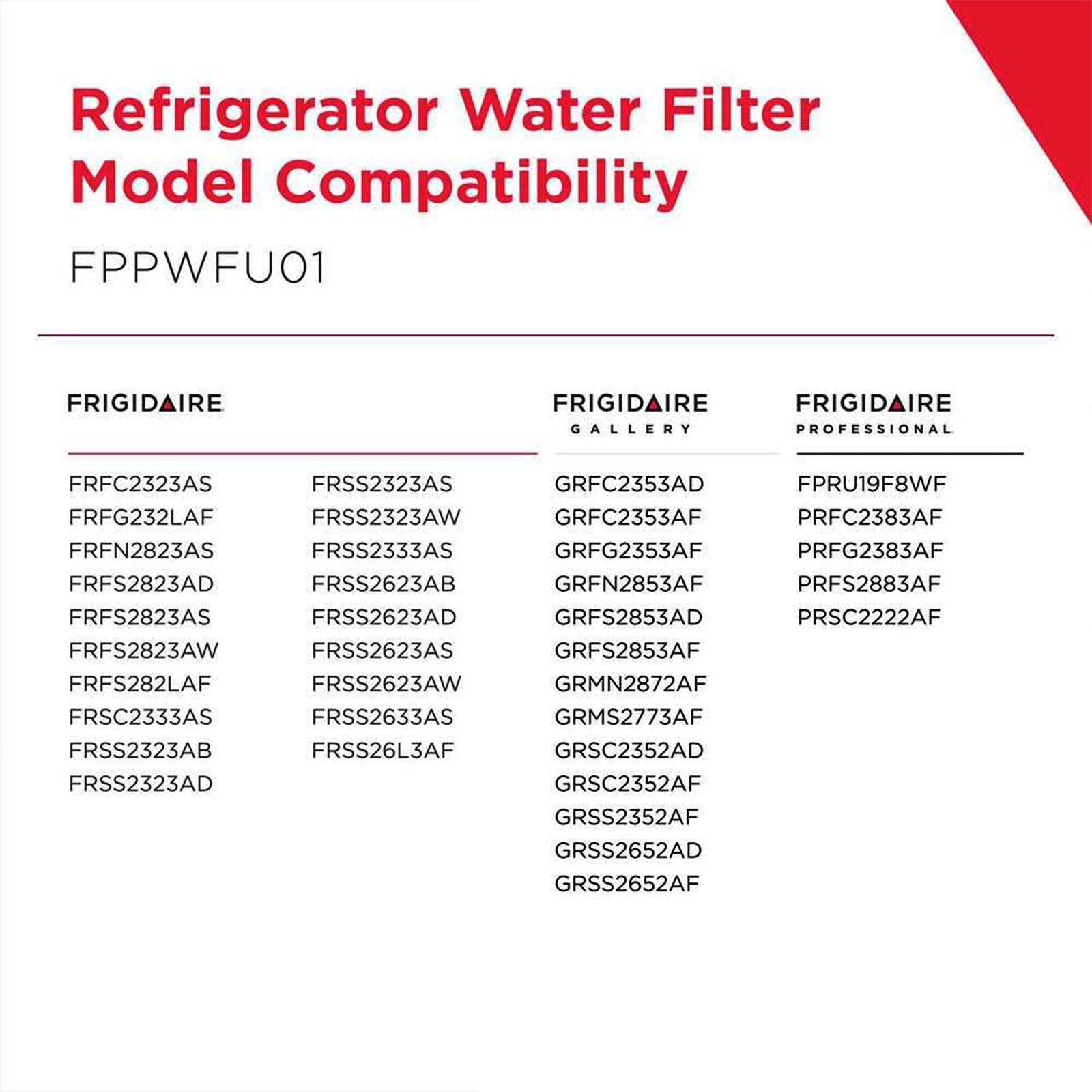 Frigidaire FPPWFU01 Refrigerator Water Filter, PurePour PWF-1
