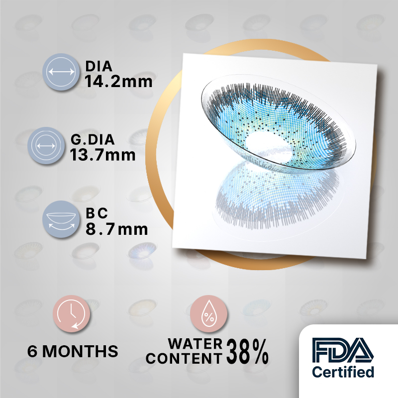 Godestar Ocean Breeze Colored Contacts – Vibrant Ice Blue Lenses for Dark Eyes | 6 Months Wear
