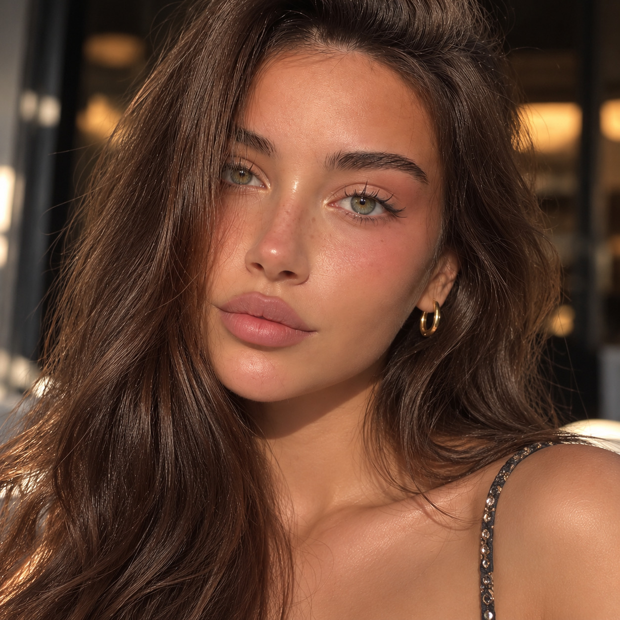 Fresh weekend makeup look with stylish colored contact lenses