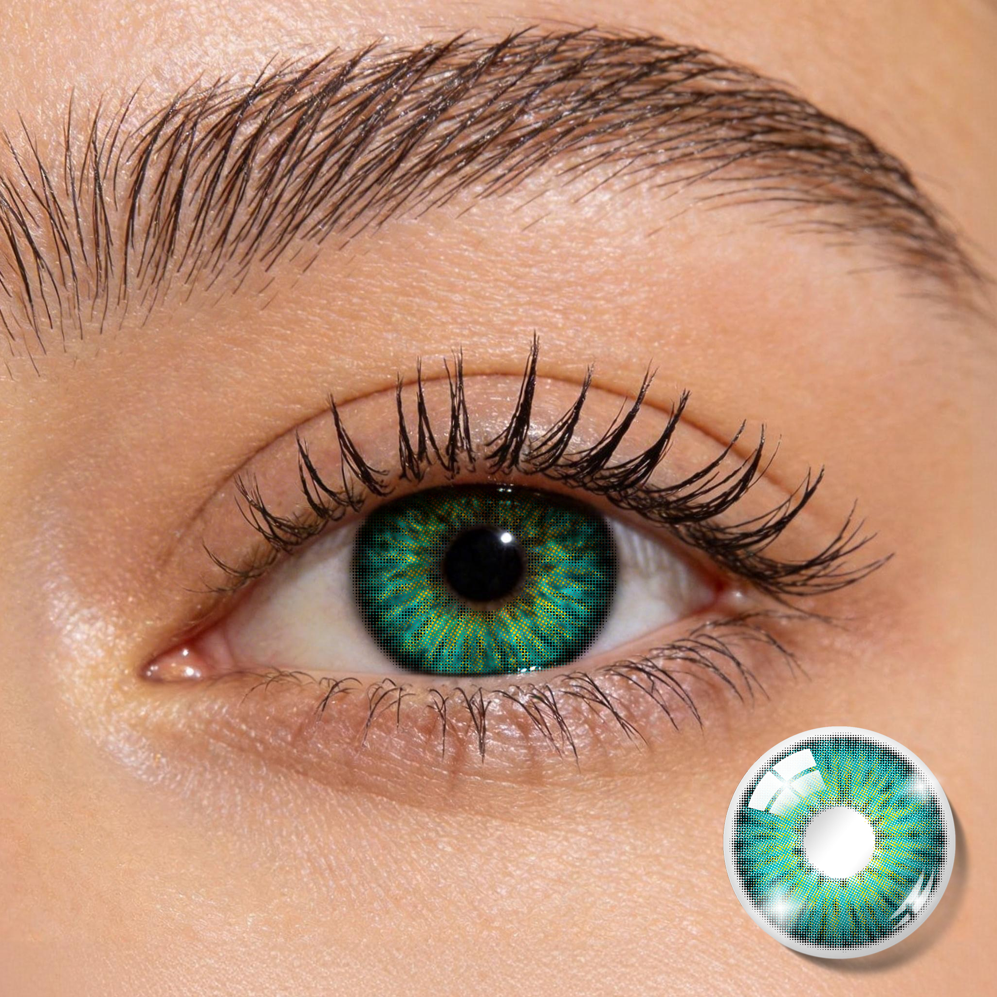 Teal Aura Halation Contact Lenses, Daily Wear, 6 Months