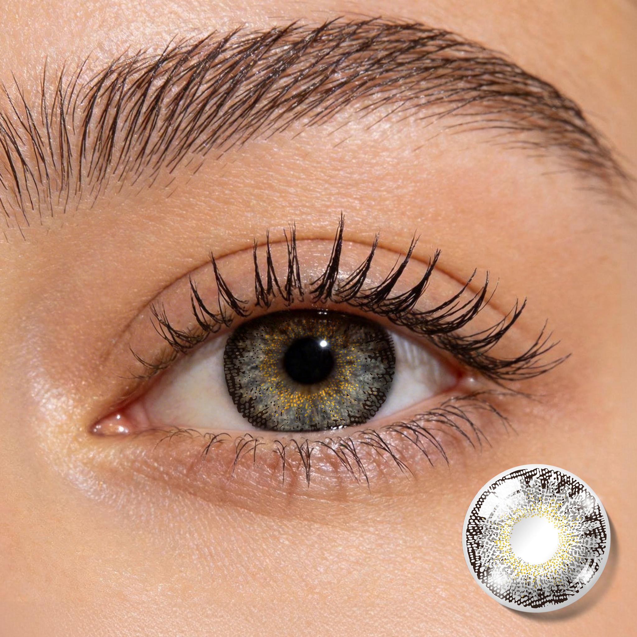 Ethereal Gray Gold Halo Contacts – Natural Shimmer Daily Wear, 6 Months