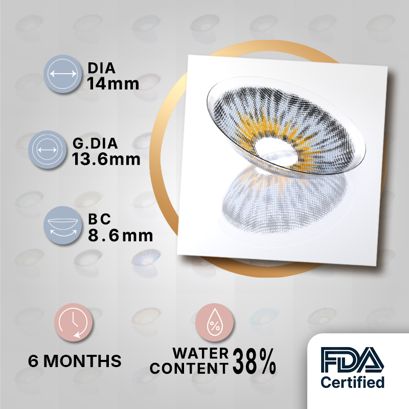 godestar Amber Haze Contact Lenses | Cool Gray | 6-Month Wear