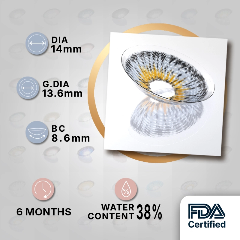 Miiemo Amber Haze Cool Gray Colored Contact Lenses – High Opacity Grey Contacts for Dark Eyes | 6 Months Wear
