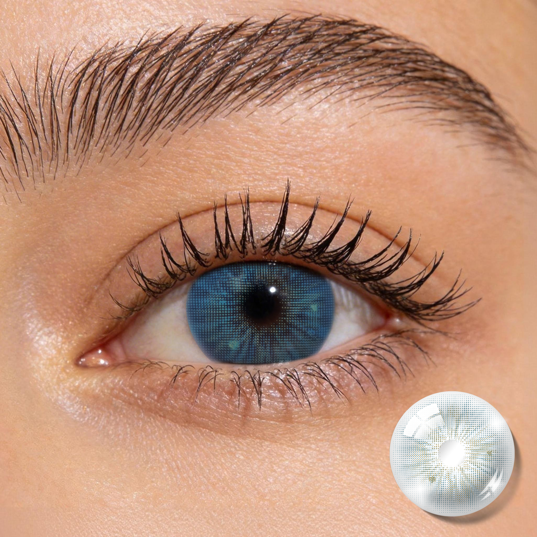 Godestar Icy Blue Gold Grid Colored Contact Lenses | Frosted Crystal Daily Wear, 6 Months Wear