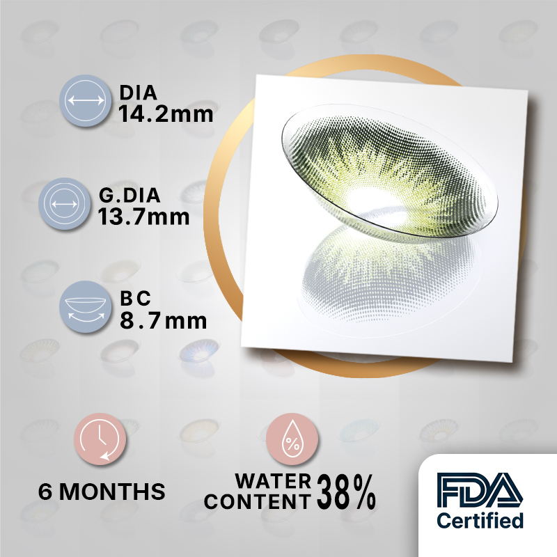 godestar Mossy Hazel Contact Lenses | Warm Olive Green Brown | 6-Month Wear