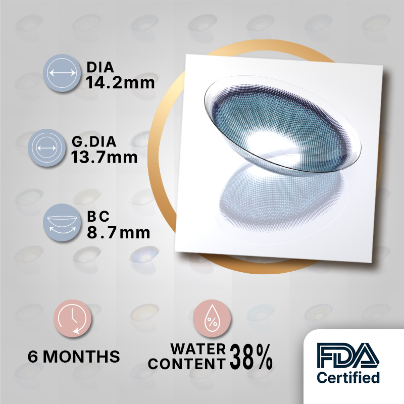 Godestar Tidal Iris Colored Contacts – Cool Blue Gray Lenses for Dark Eyes | 6 Months Wear