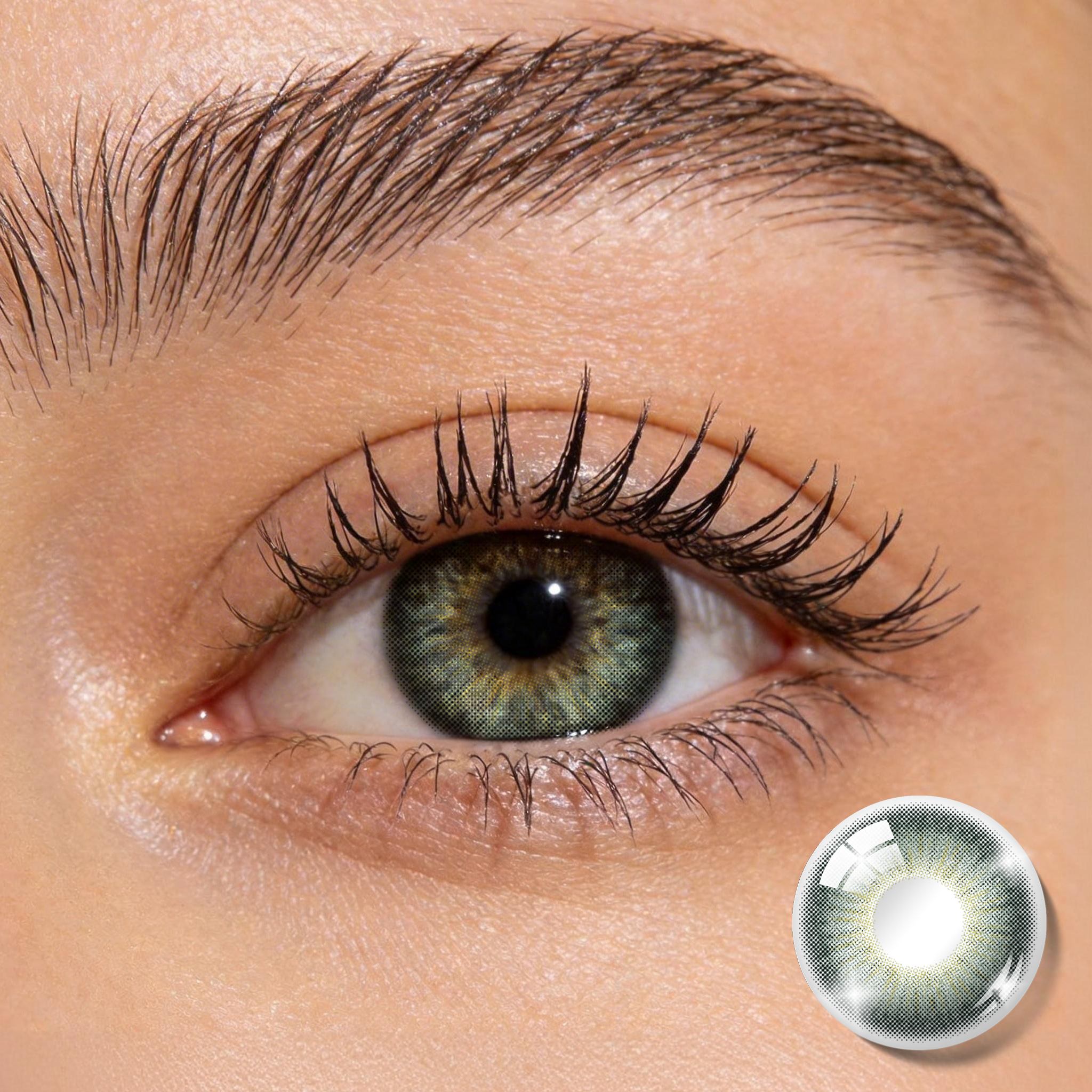 Godestar Siren Forest Colored Contacts – Emerald Green Lenses for Dark Eyes | 6 Months Wear