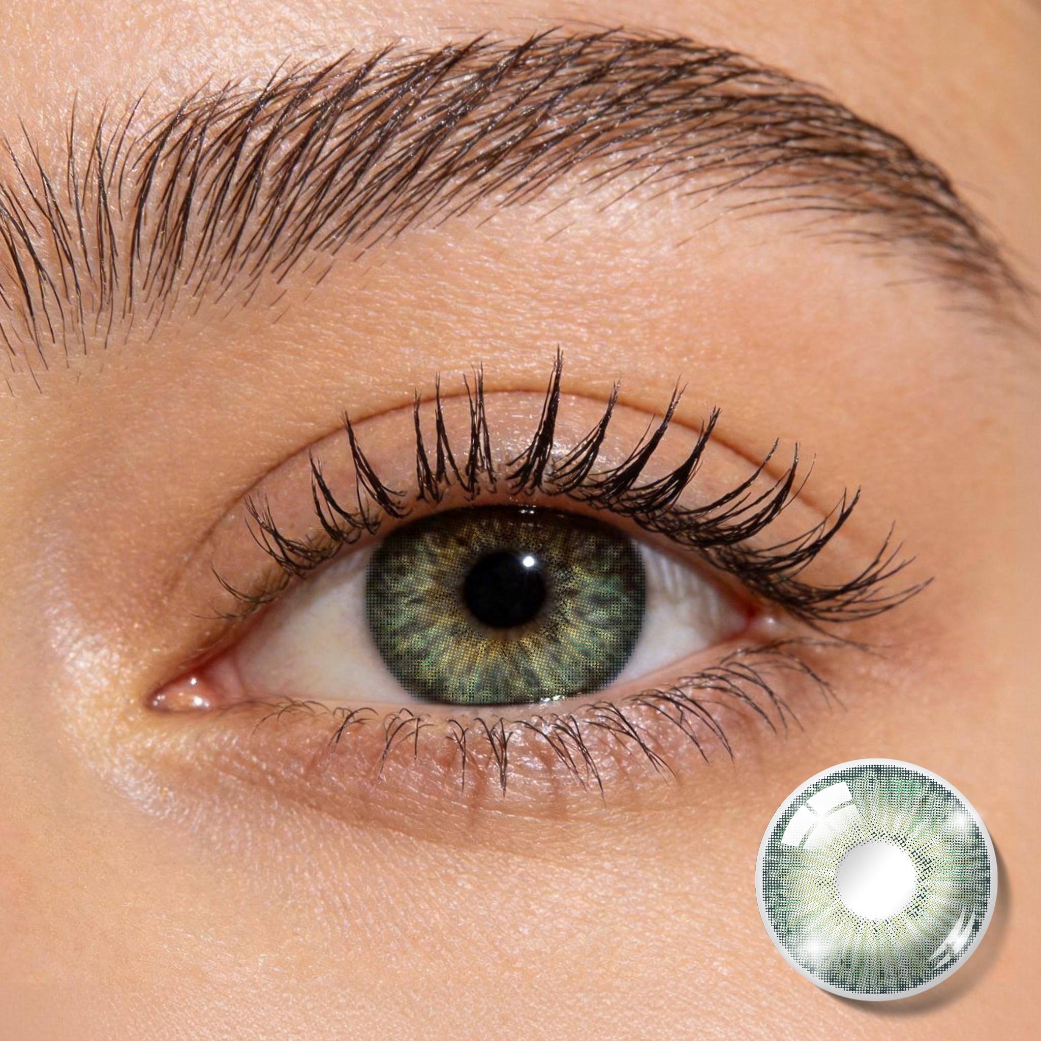 Godestar Aurora Green Colored Contacts – Radiant Moss Green Lenses for Dark Eyes | 6 Months Wear