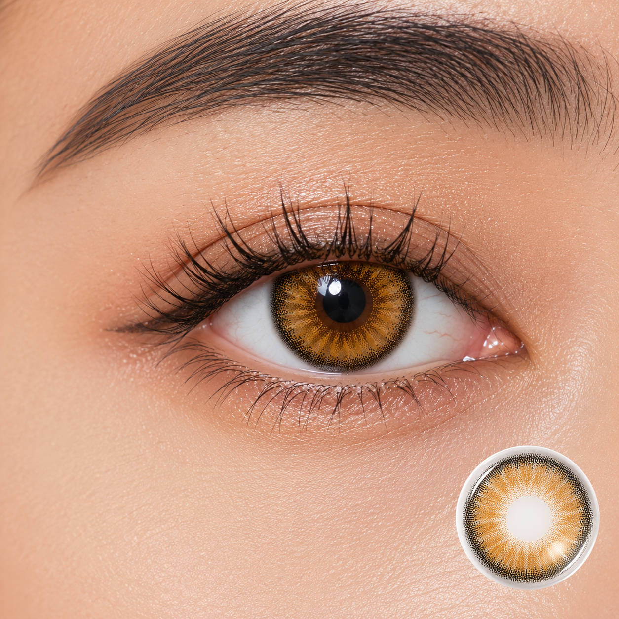 Godestar Butterscotch Ray Warm Honey Amber Colored Contacts – Natural Enhancing Lenses | 6 Months