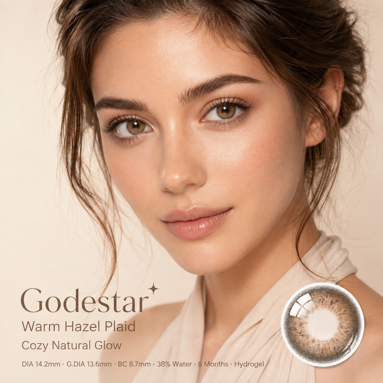 Godestar Cozy Hazel Plaid Colored Contact Lenses | Natural Warm-Toned Eye Enhancement, 6-Month Wear