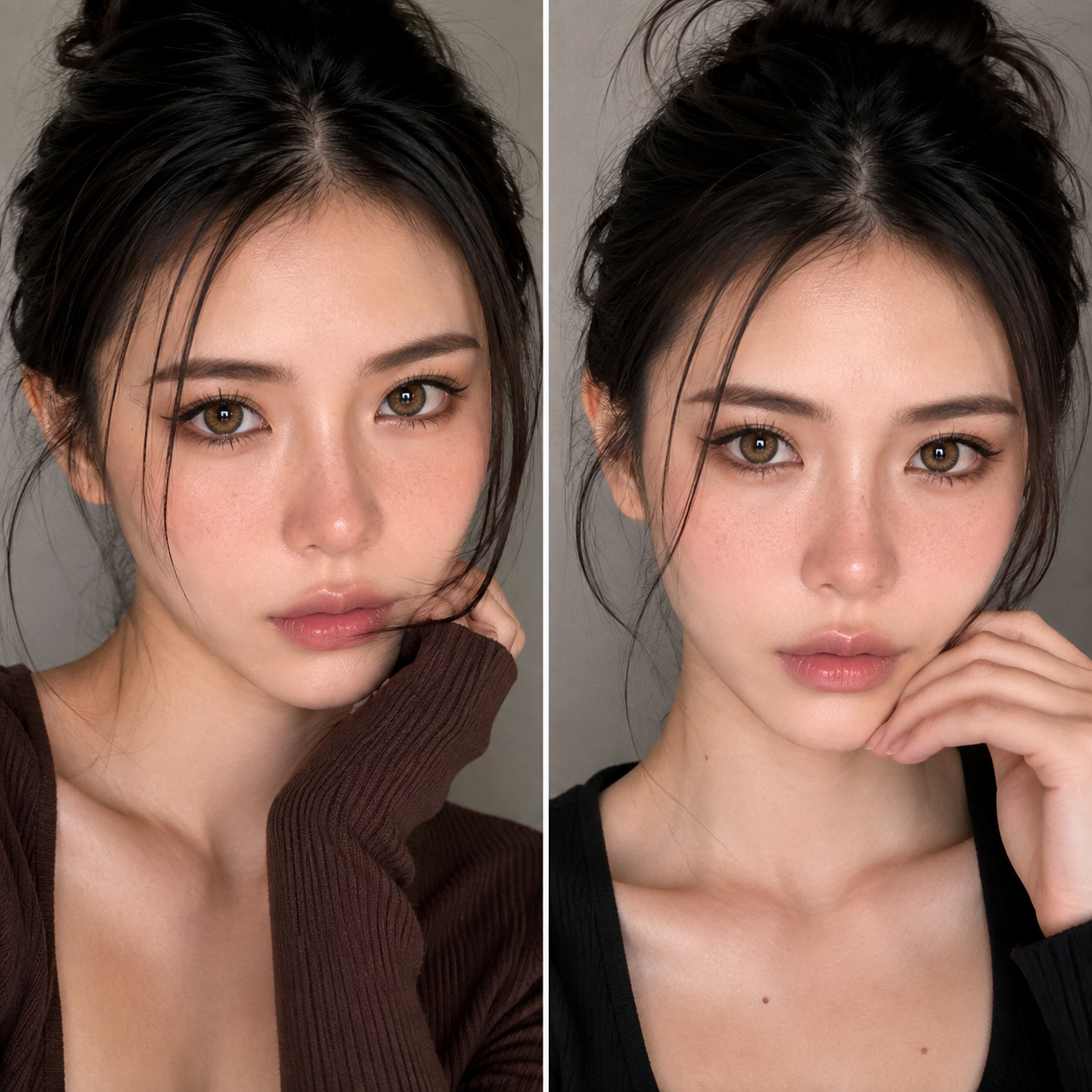 godestar classic brown colored contacts natural beauty model look