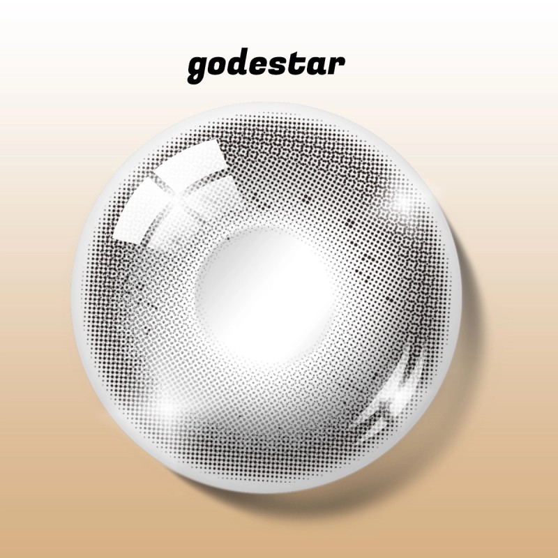 Godestar Cloudy Grey Hojicha Colored Contact Lenses – Natural Grey Brown Contacts for Dark Eyes | 6 Months Wear