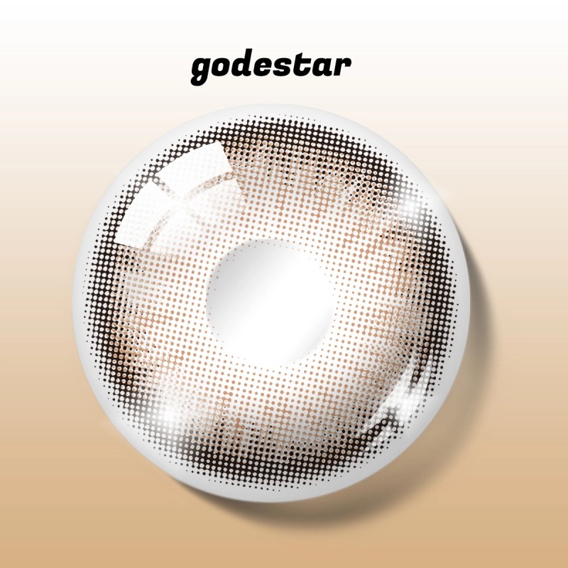 Godestar Warm Honey Brown Colored Contact Lenses – Natural Amber Brown Contacts for Dark Eyes | 6 Months Wear
