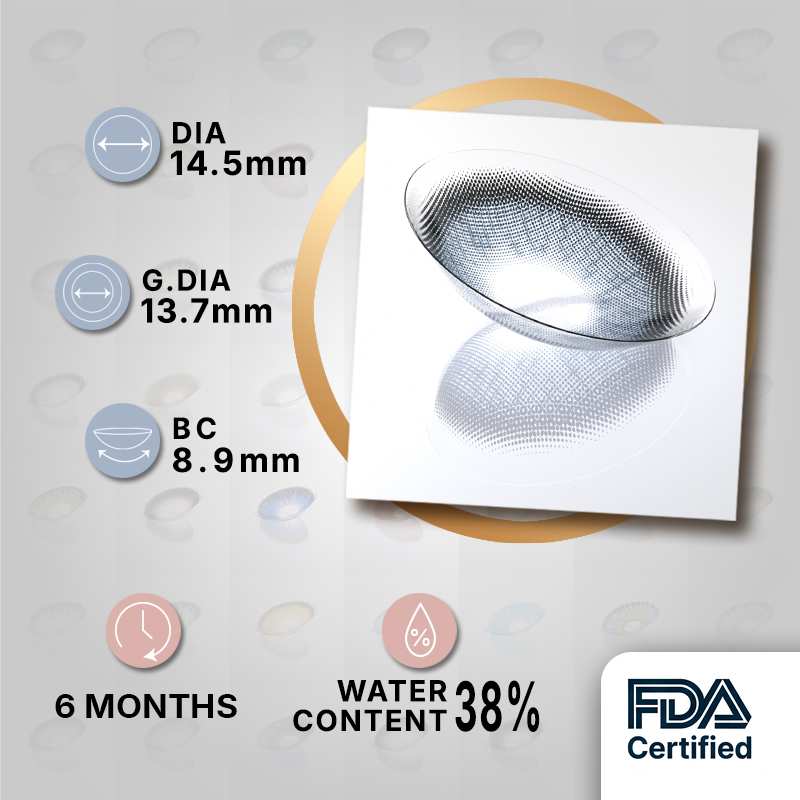 Godestar Lunar Echo Colored Contact Lenses | Natural Grey Contacts | 6-Month Wear