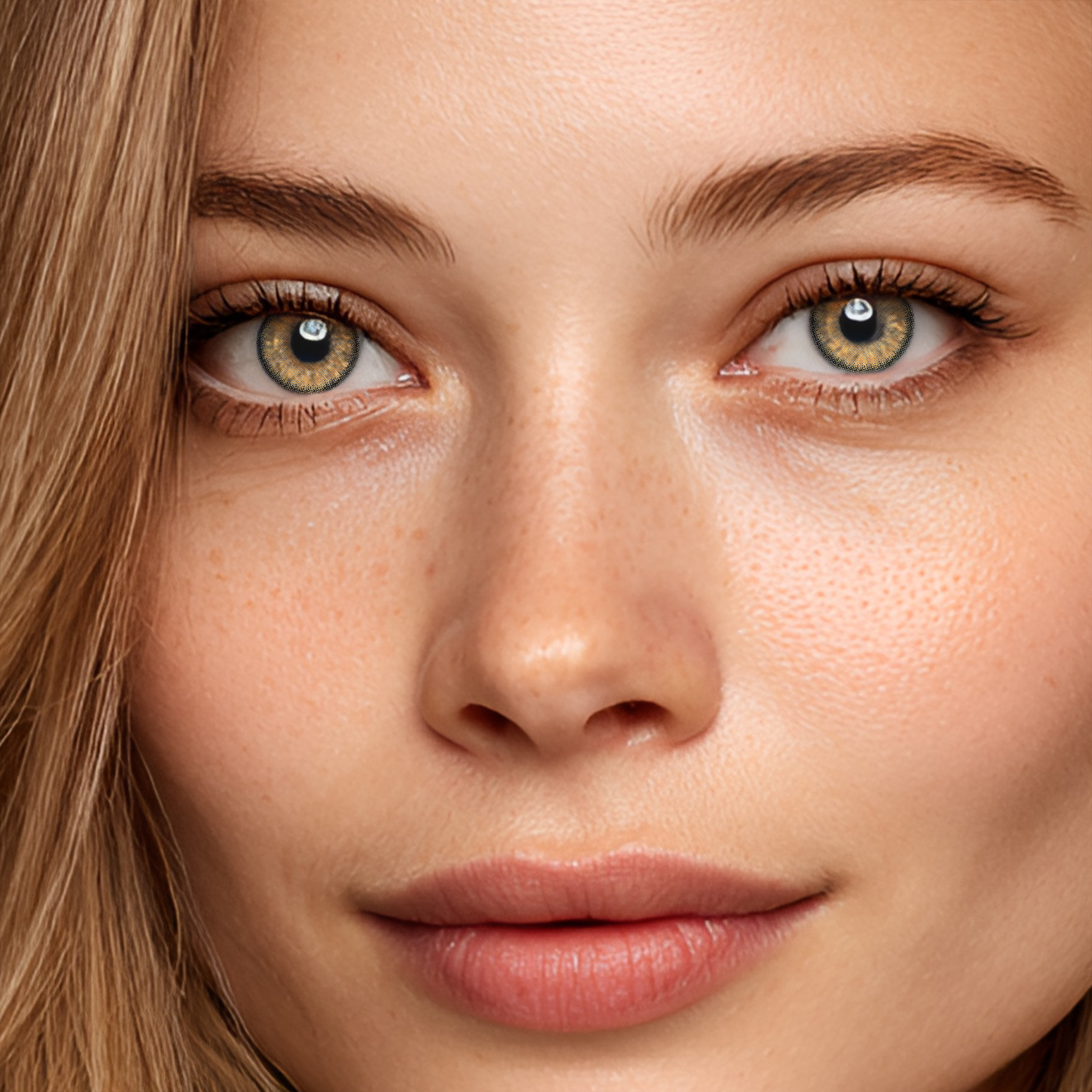 Godestar Butterscotch Ray Warm Honey Amber Colored Contact Lenses – Natural Brown Contacts for Dark Eyes | 6 Months