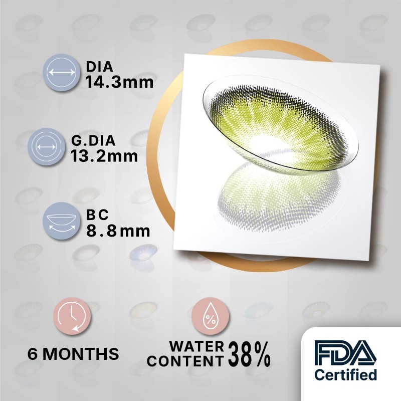 Godestar Matcha Bloom Contacts - Fresh Olive & Forest Green Gradient, Matcha-Bloom Pattern | 6 Months Wear
