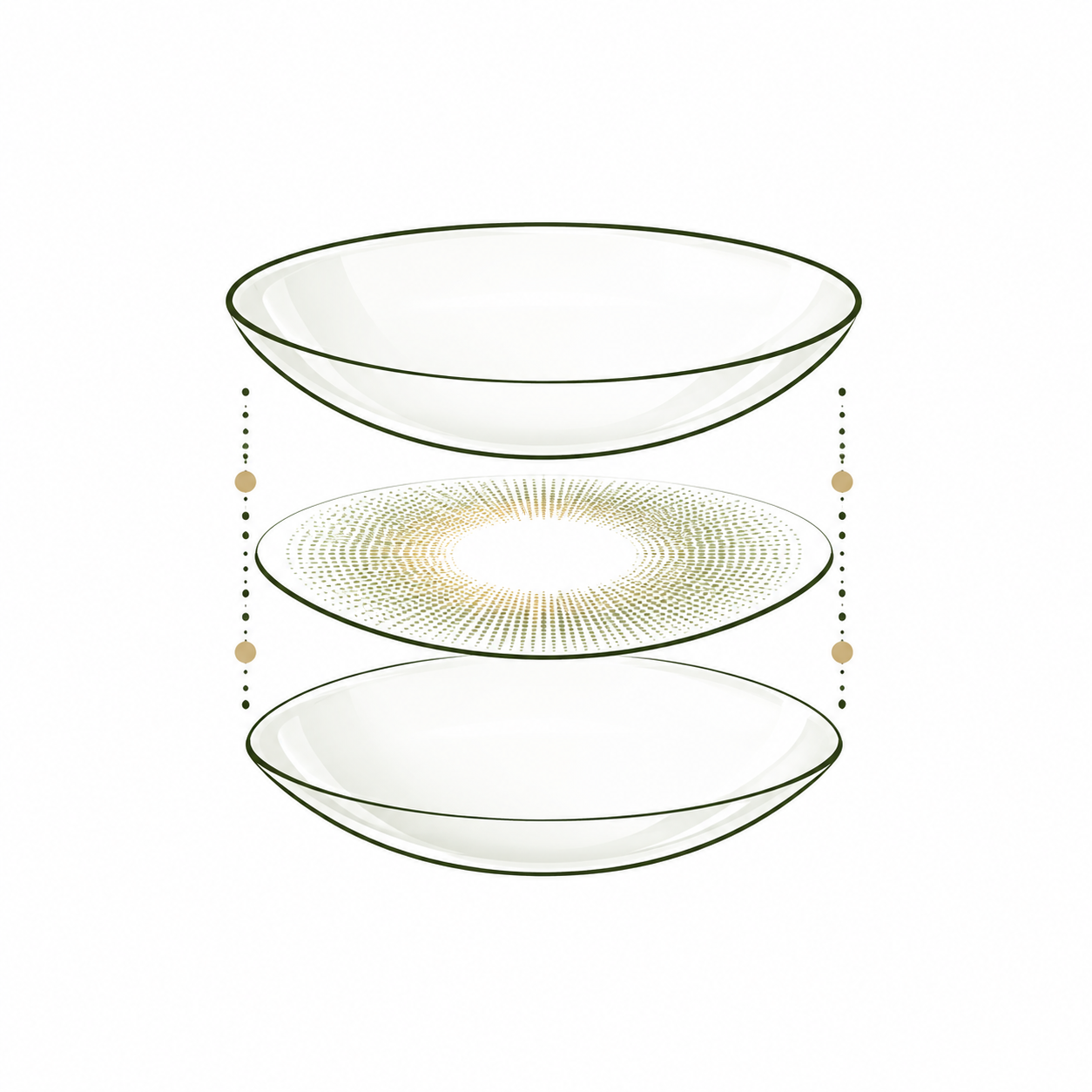 Three-layer sandwich contact lens technology