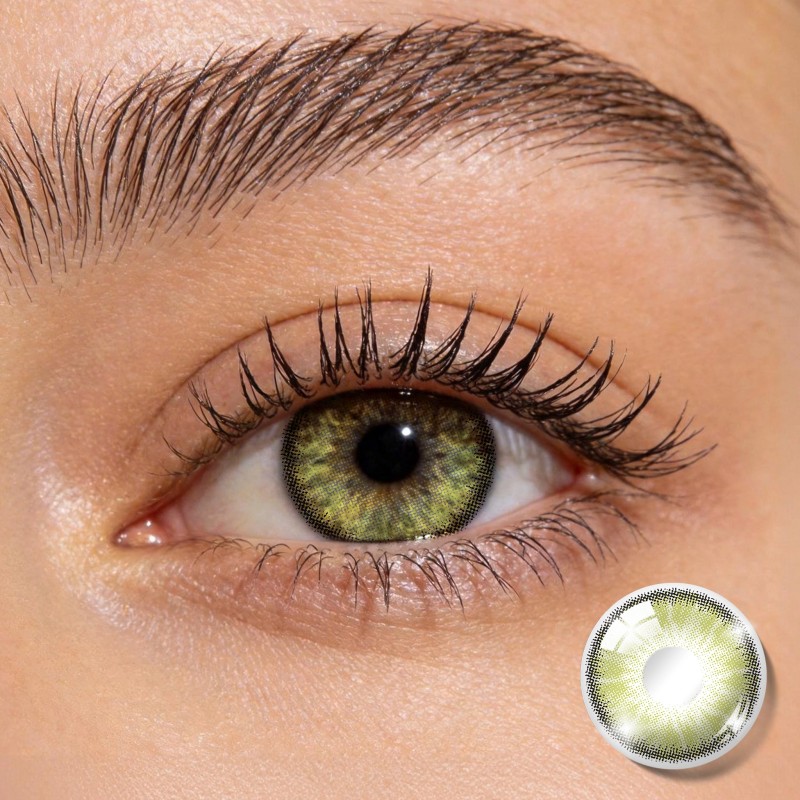 Godestar Matcha Bloom Contacts - Fresh Olive & Forest Green Gradient, Matcha-Bloom Pattern | 6 Months Wear