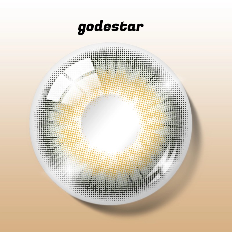 Godestar Smoky Quartz Halo Contacts – Gray Gold Gradient, Natural Shimmer, 6 Months Wear