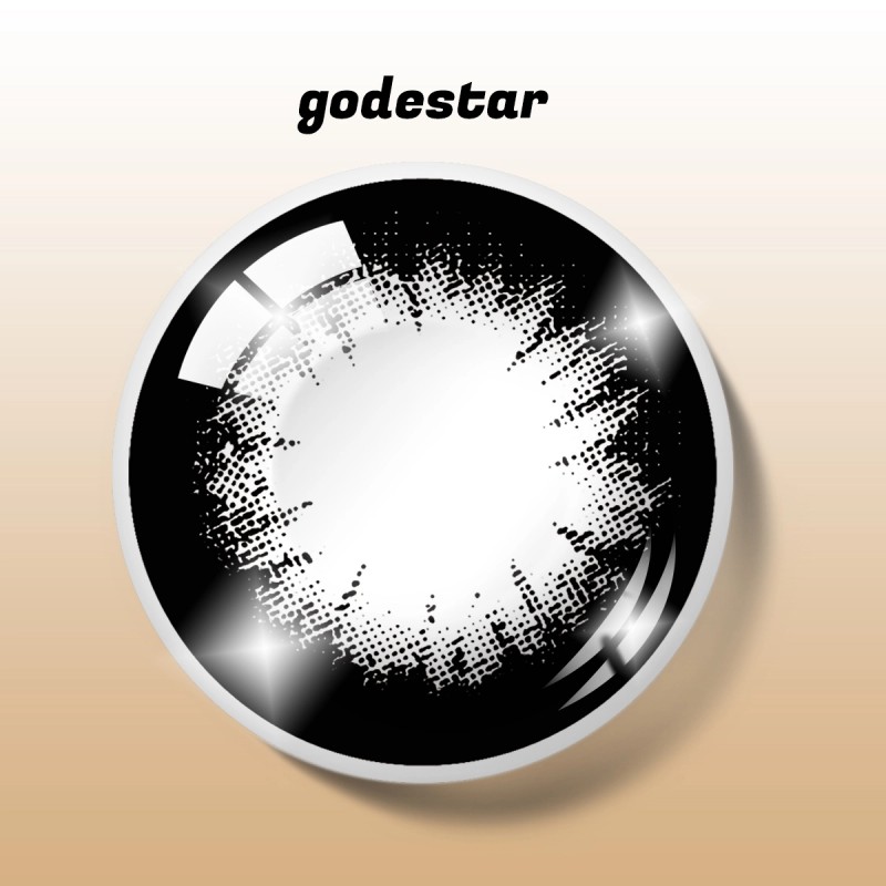 Godestar Noir Spark Bold Black Sparkle Colored Contact Lenses – Big Eye Black Contacts for Dark Eyes | 6 Months Wear