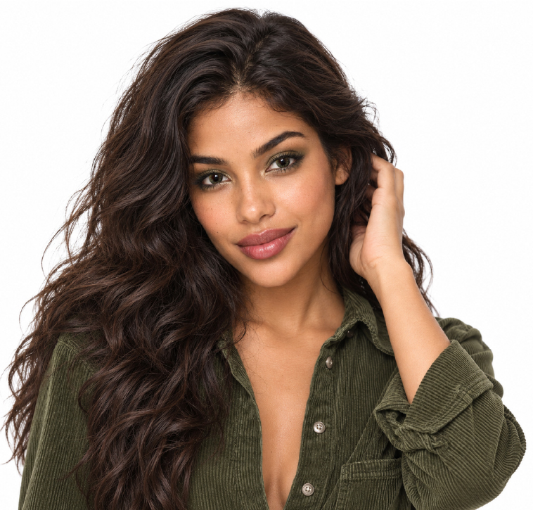 Matcha Bloom colored contacts model portrait