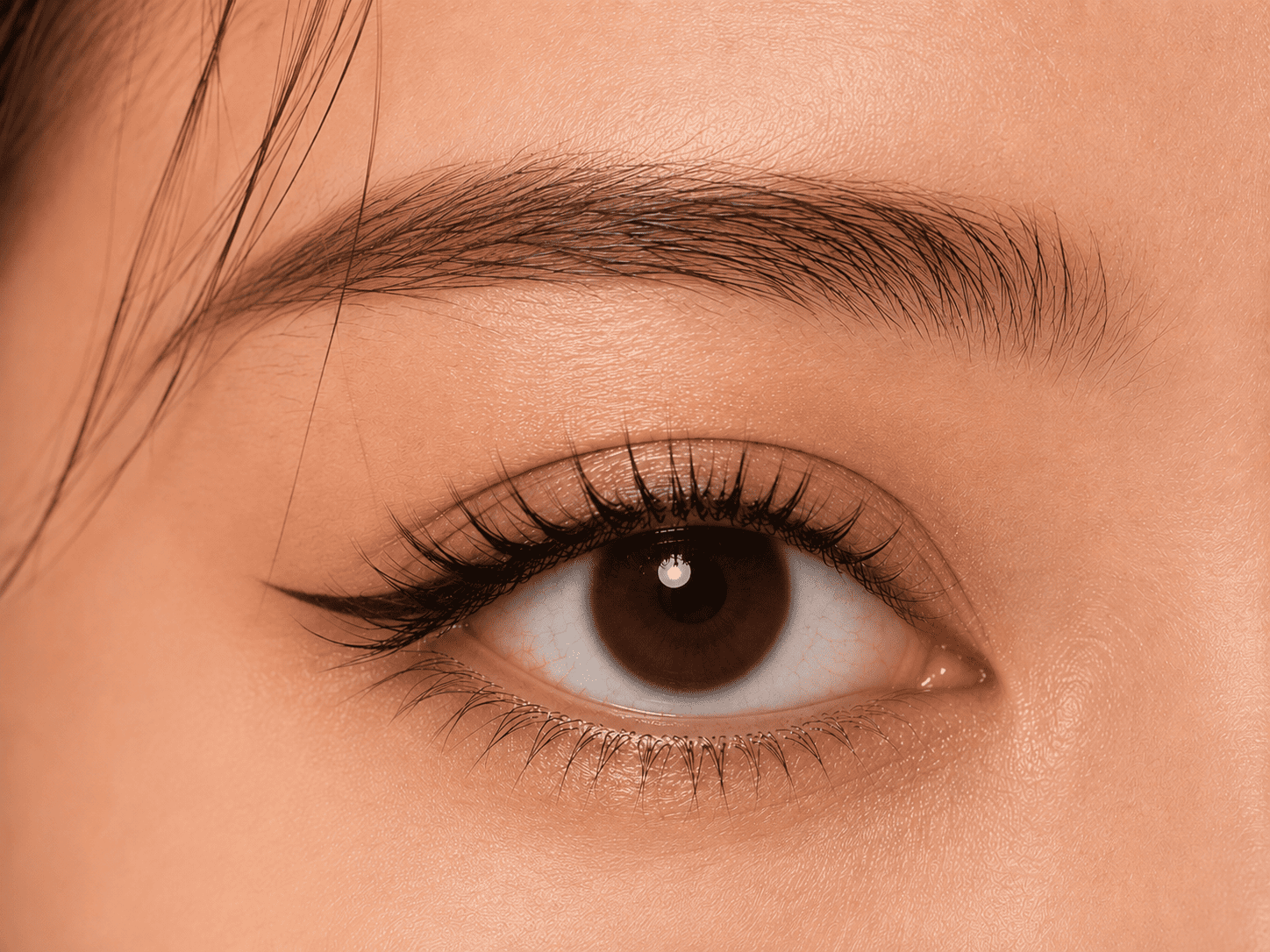 Natural dark brown eye before wearing GODESTAR Butterscotch Ray contacts