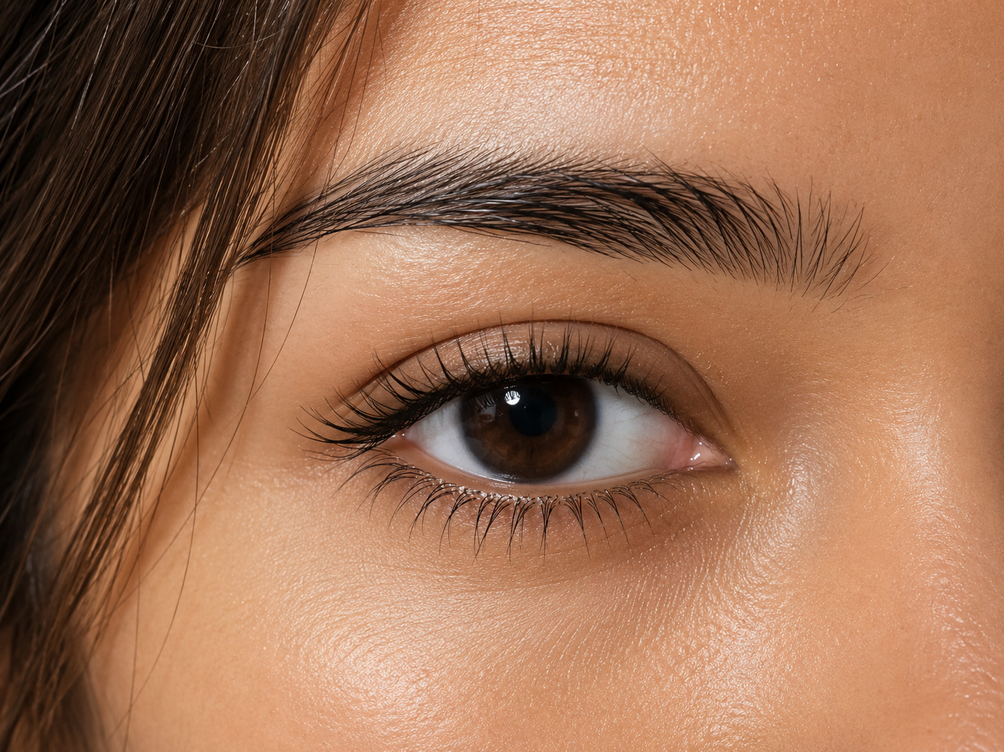 Natural dark brown eye before wearing GODESTAR Classic brown contacts