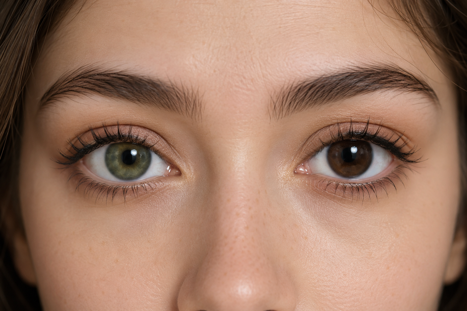 Natural Olive Green Colored Contacts on Dark Eyes