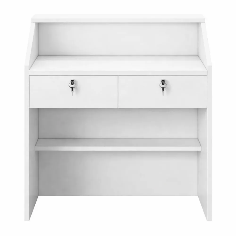 Bancone reception ufficio con cassetti, bianco, MDF, 60x38x92 cm
