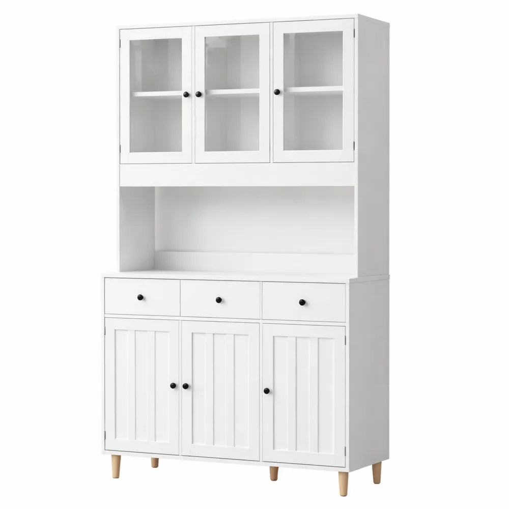 Credenza alta con LED e 6 ante, spazio per alimenti 100x38x180cm