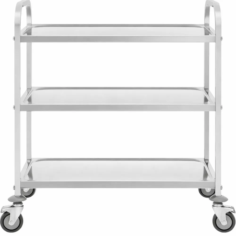 Carrello da Cucina in Acciaio Inox con 3 Ripiani e Capacità 150 kg