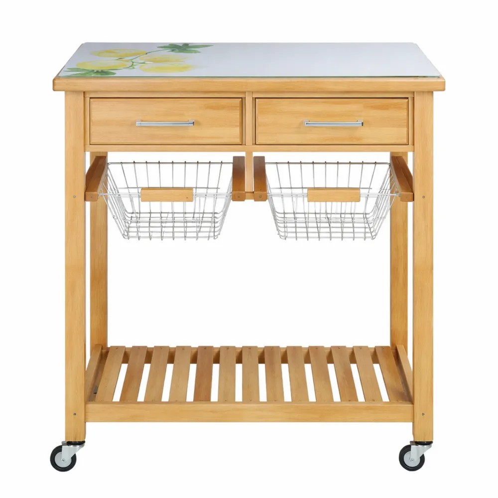 Carrello da Cucina in Bambù e Metallo, 69x88x40cm, Marrone