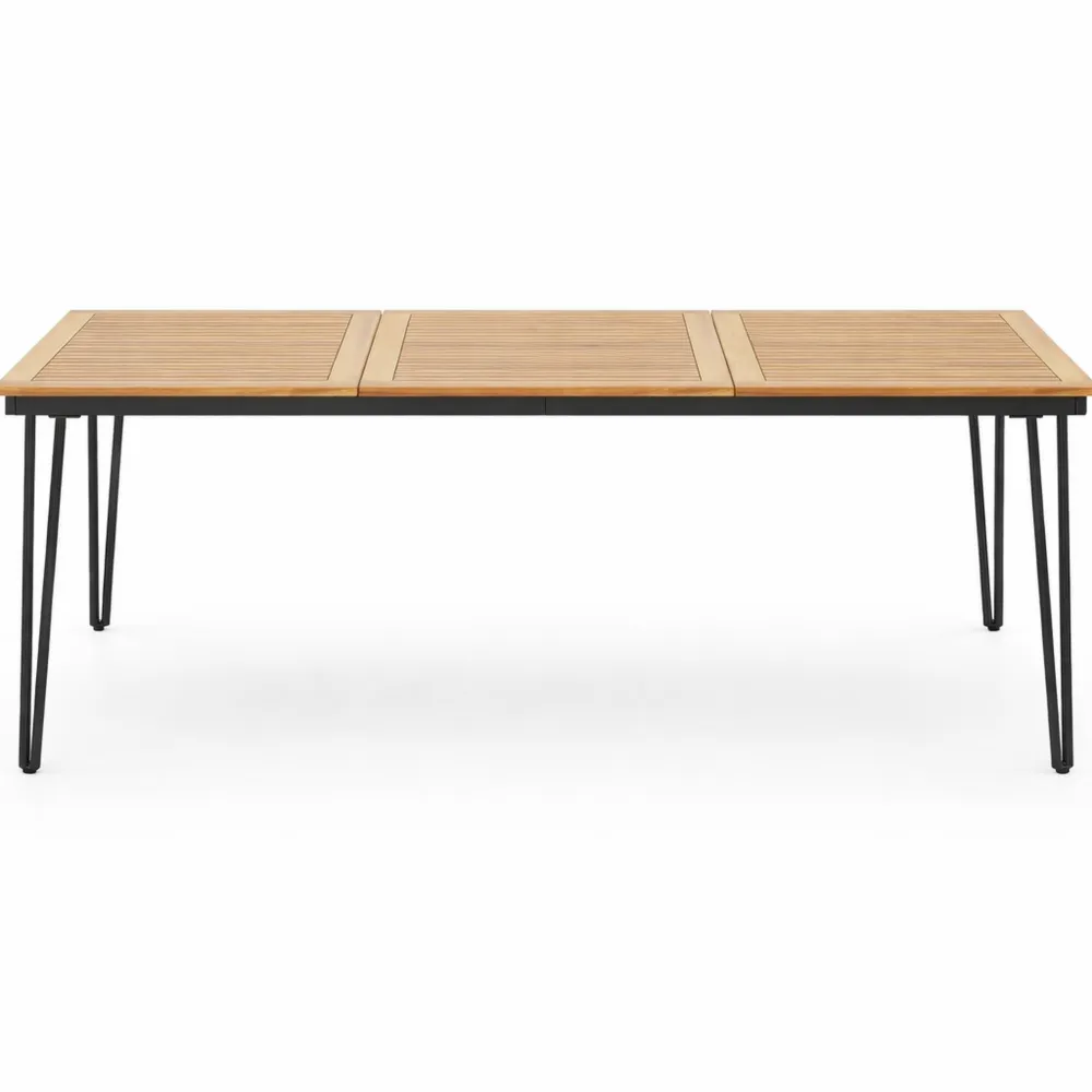 Tavolo da Giardino 200 cm in Legno di Acacia con Foro Ombrellone