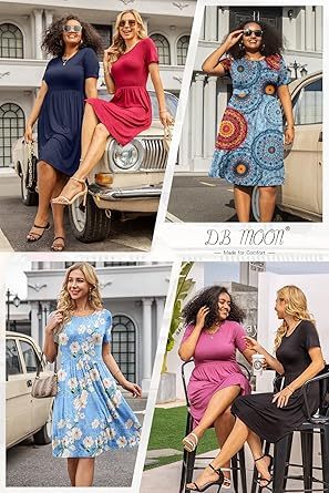 Zeagoo Women's Casual A-Line Dresses with Pockets Summer Floral Tshirt Dress Short Sleeve Mini Dress Flowy Sundresses