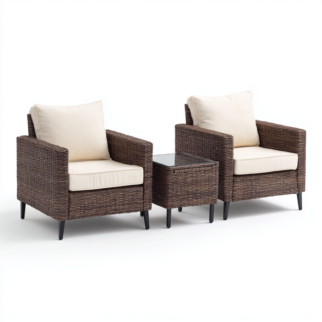 Gartensofa Rattanrahmen Stoffpolster 70X75X85 Cm - Braun-Beige - Für Garten - Modernes Design-Nookmymart