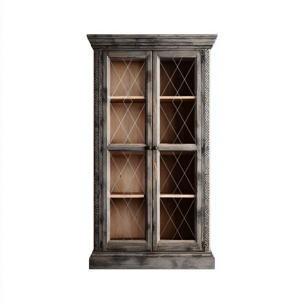 Schuhschrank Holz-Vitrinenschrank 75X38X150 Cm - Dunkelgrau-Natur - Für Flur - Klassisches Design-Nookmymart