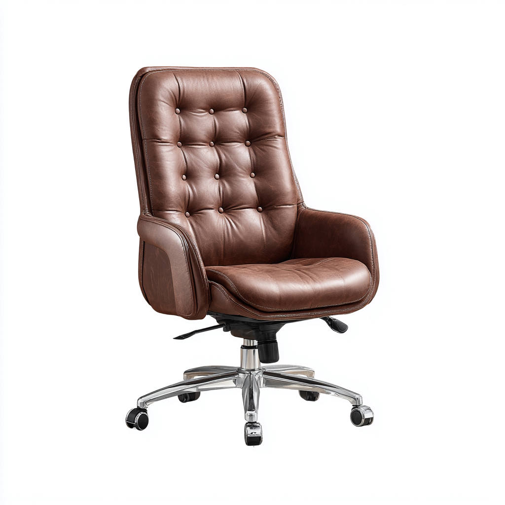 Bürostuhl - Echtleder - Ca. 70X70X110 Cm - Braun - Ergonomisches Design-Nookmymart