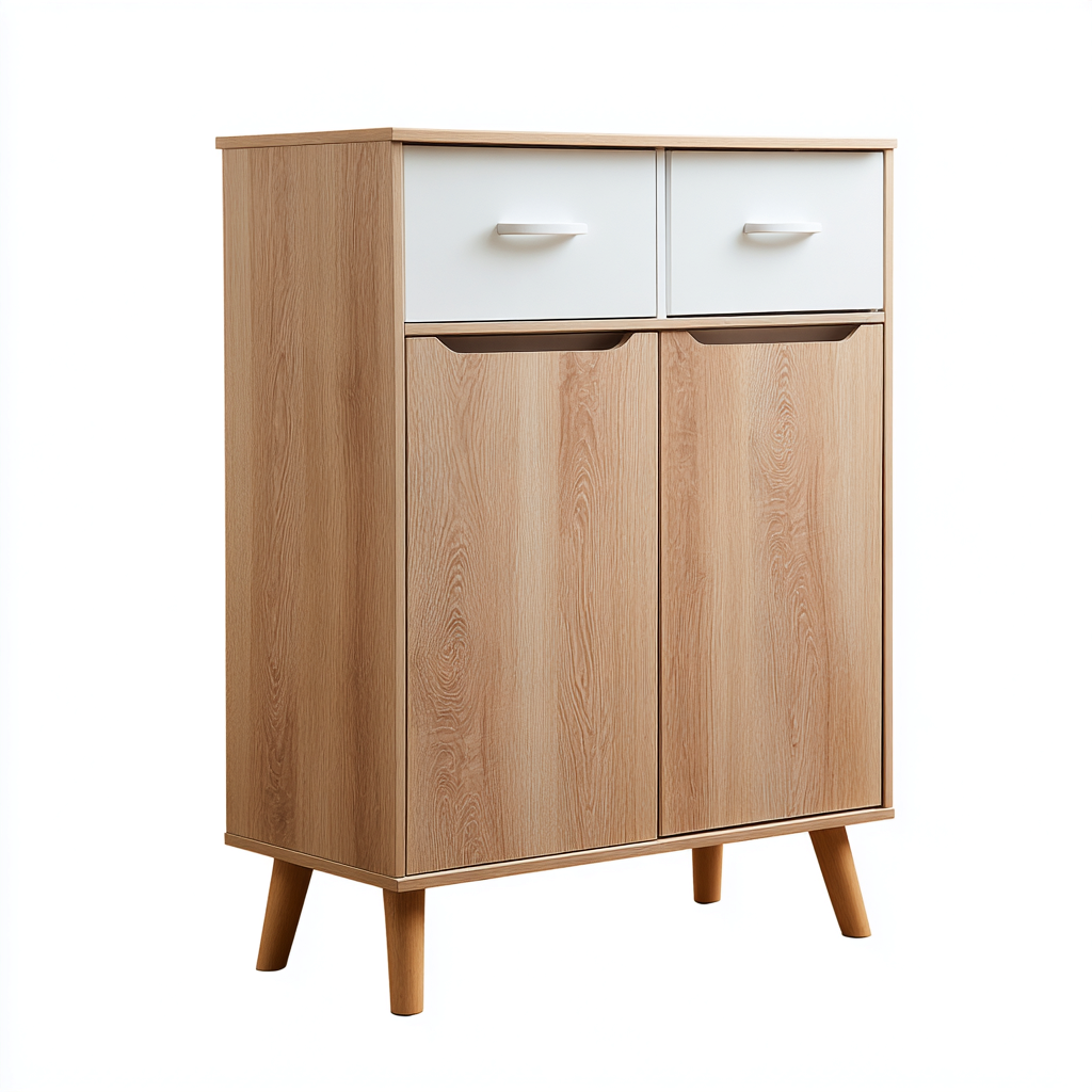 Schuhschrank Holzoptik 60X30X105 Cm - Eiche-Weiß - Modernes Design-Nookmymart