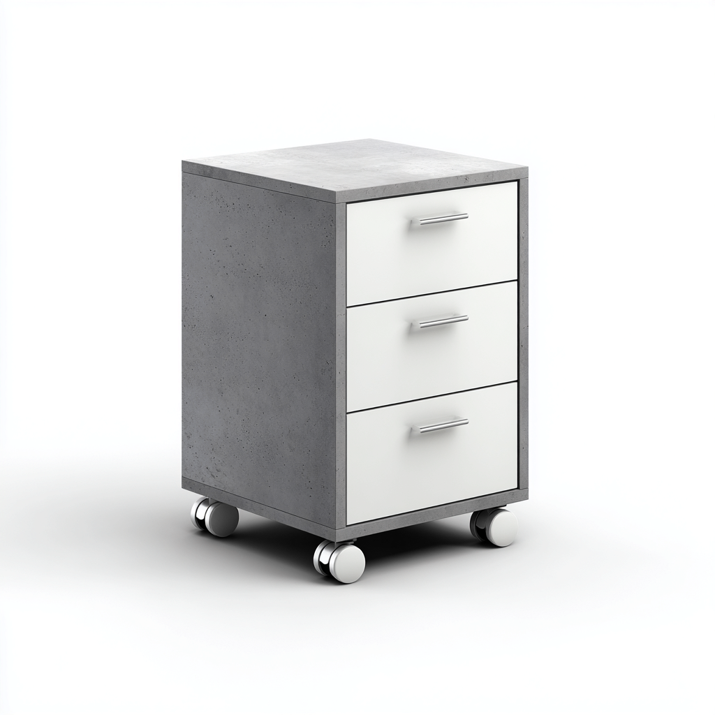 Aktenschrank 38X48X60 Cm - Grau-Weiß - Mobiles Modernes Büromöbel-Nookmymart