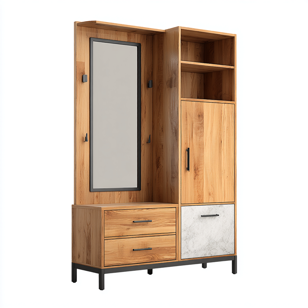 Garderobenschrank Holz Metall 120X40X190 Cm - Modernes Design Für Flur-Nookmymart