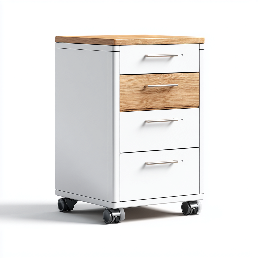 Aktenschrank 42X40X60 Cm - Weiß-Holz - Mobiles Modernes Büromöbel-Nookmymart