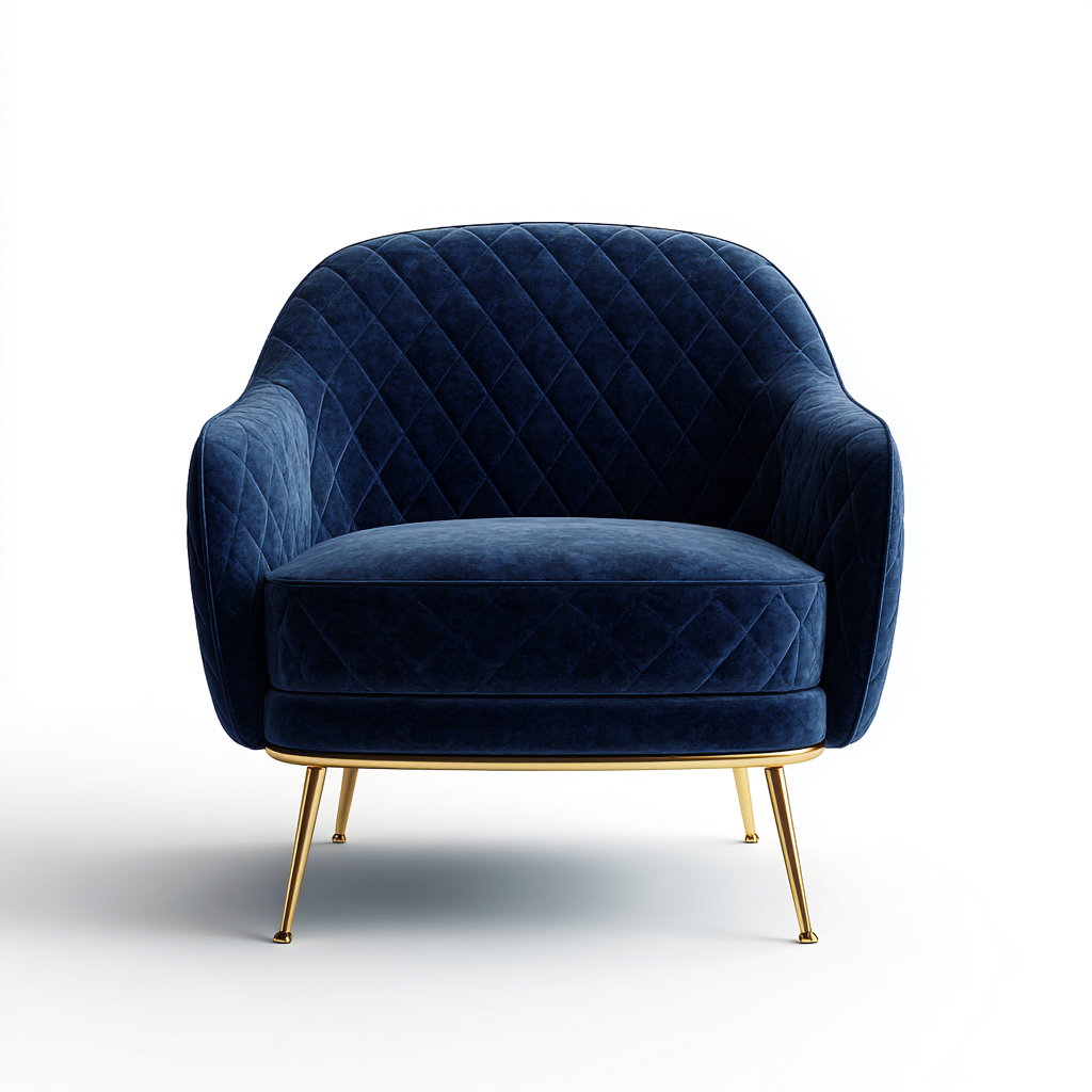 Sessel Samtpolster 79X74X84 Cm - Dunkelblau - Modernes Design-Nookmymart